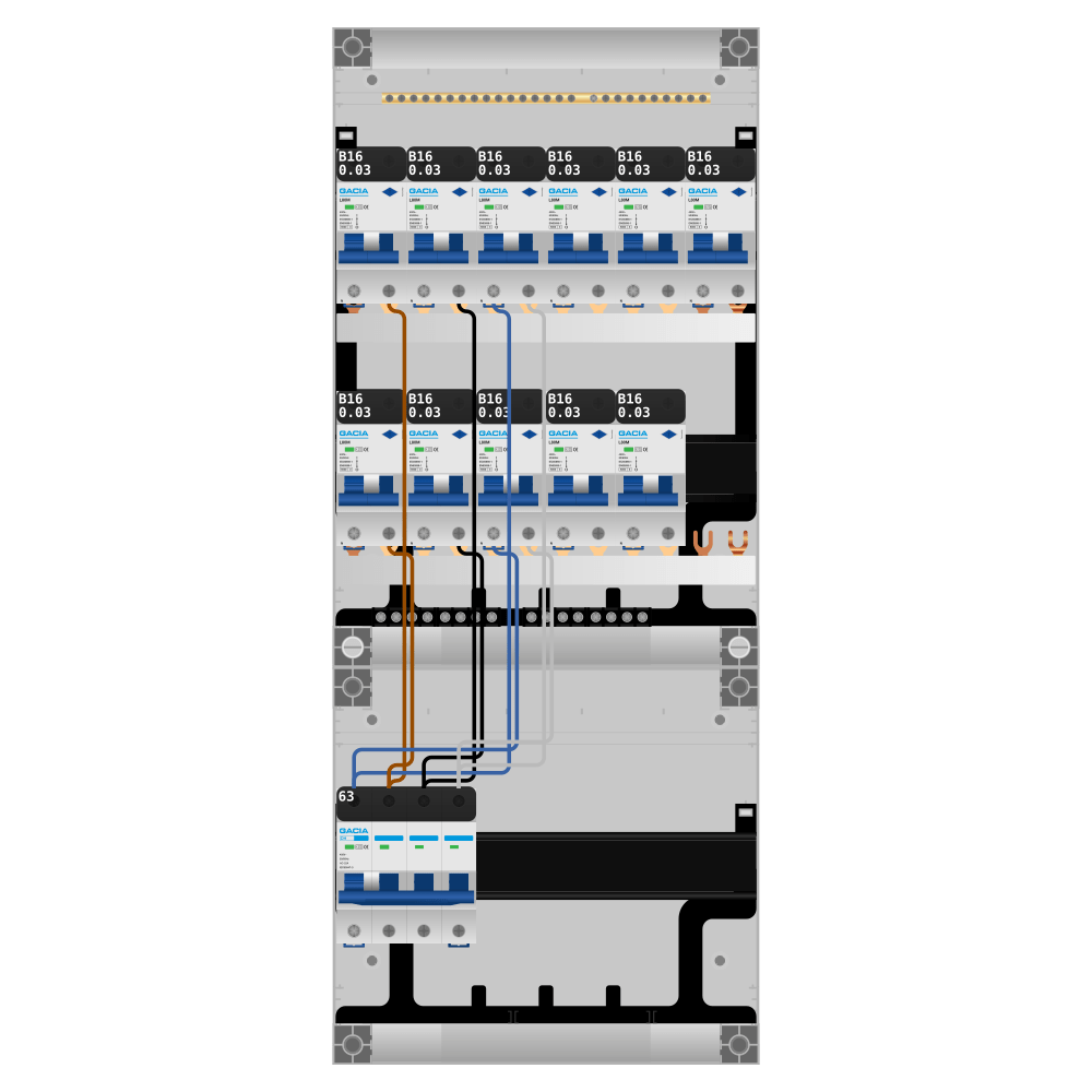 Groepenkast PV-ready 63A 3 fase 11 alamat