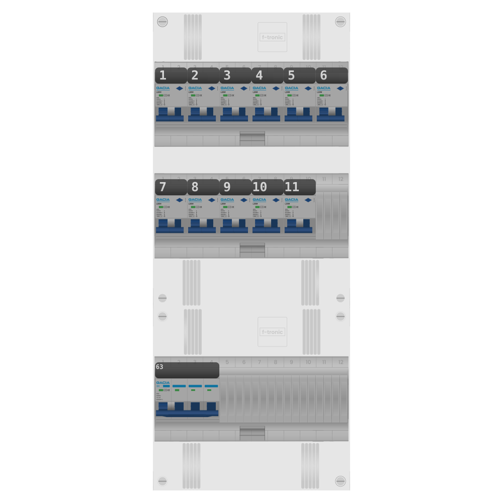 Groepenkast PV-ready 63A 3 fase 11 alamat