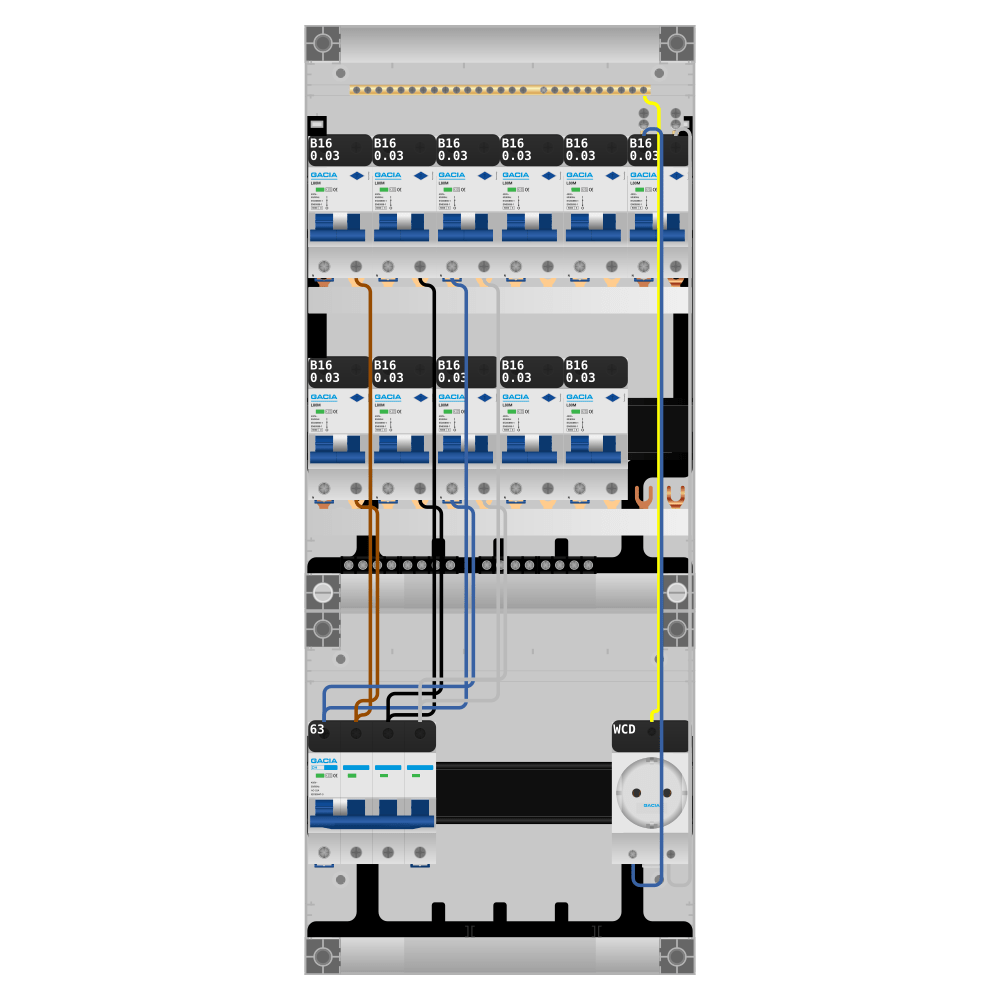 Groepenkast PV-ready 63A 3 fase 11 alamat + wcd
