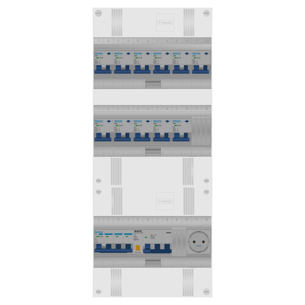Groepenkast PV-ready 63A 3 fase 11 alamat + wcd + kracht