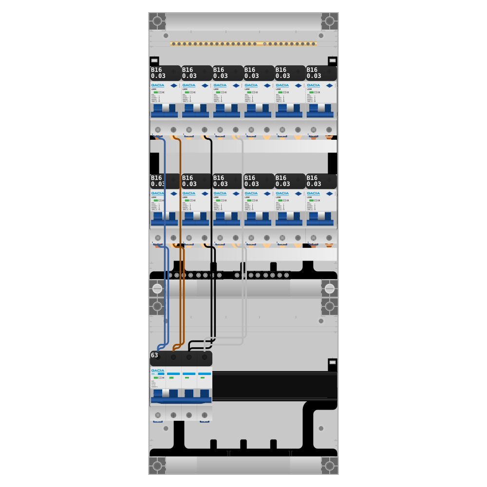 Groepenkast PV-ready 63A 3 fase 12 alamat