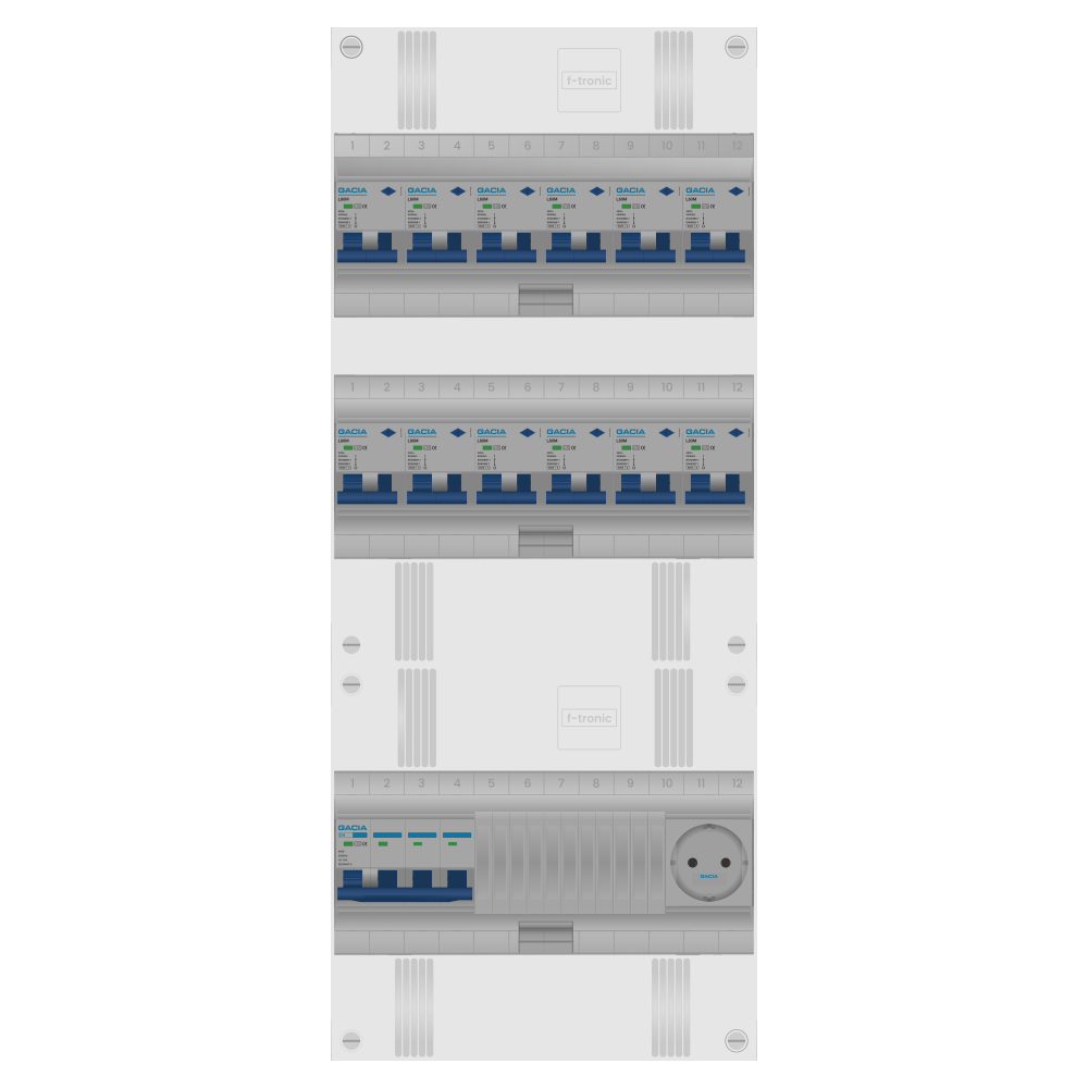 Groepenkast PV-ready 63A 3 fase 12 alamat + wcd