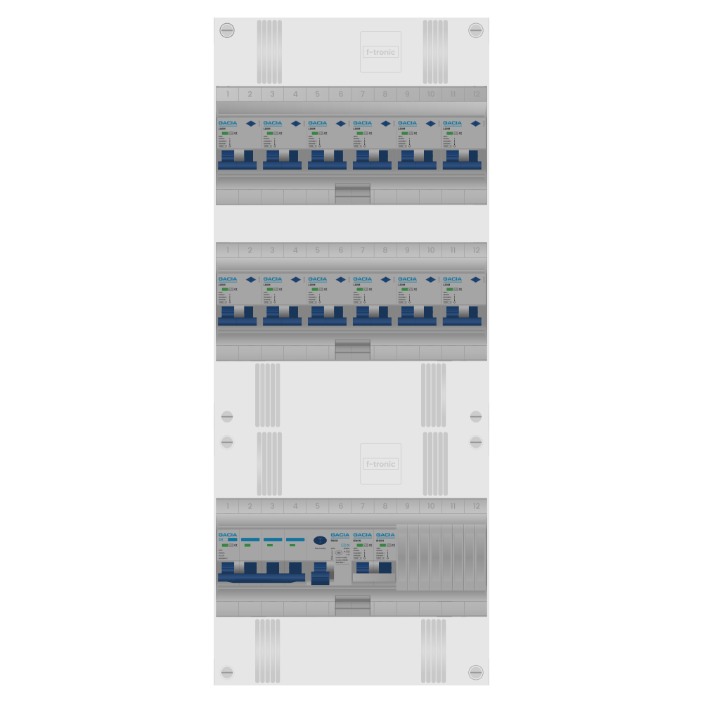 Groepenkast PV-ready 63A 3 fase 12 alamat + kookgroep
