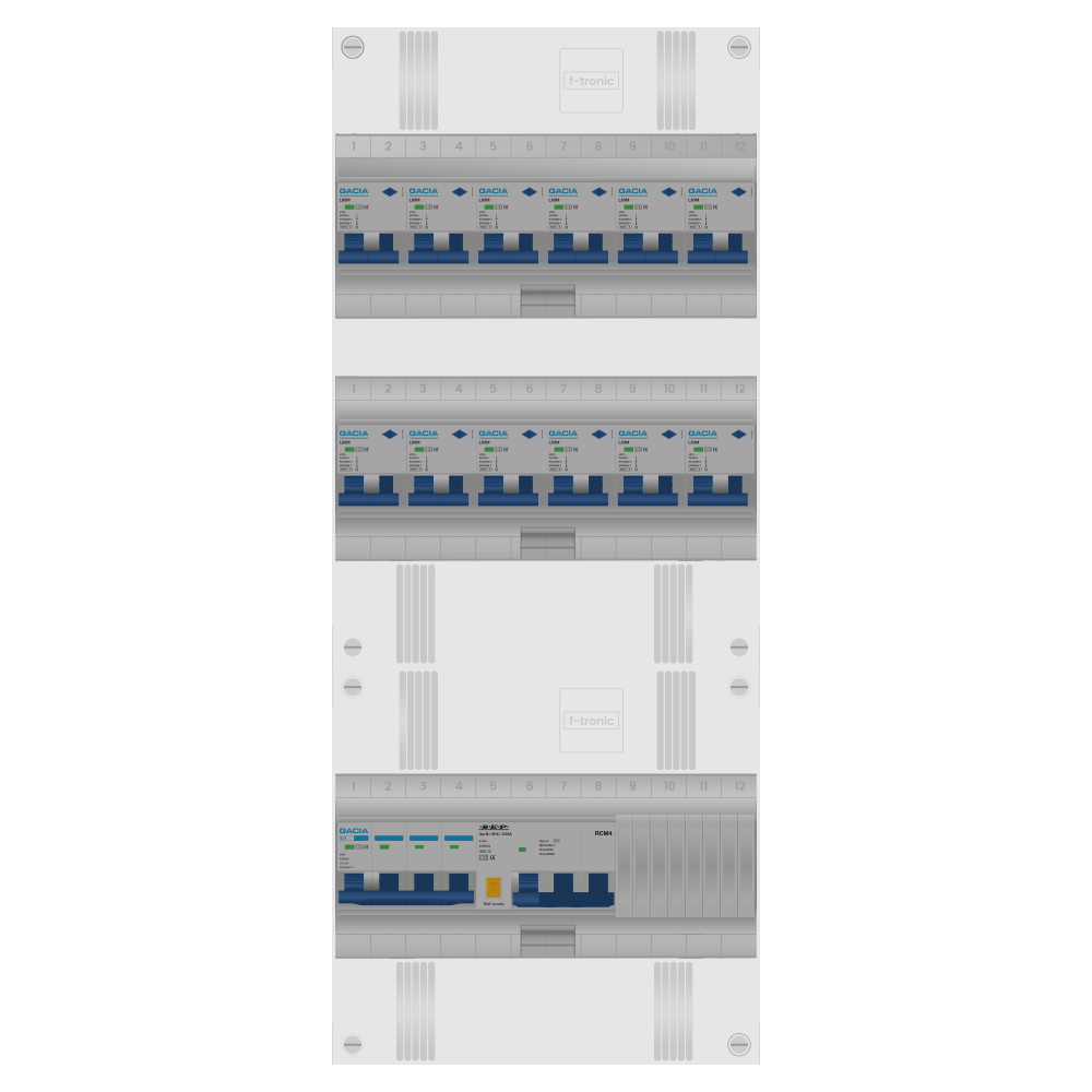 Groepenkast PV-ready 63A 3 fase 12 alamat + kracht