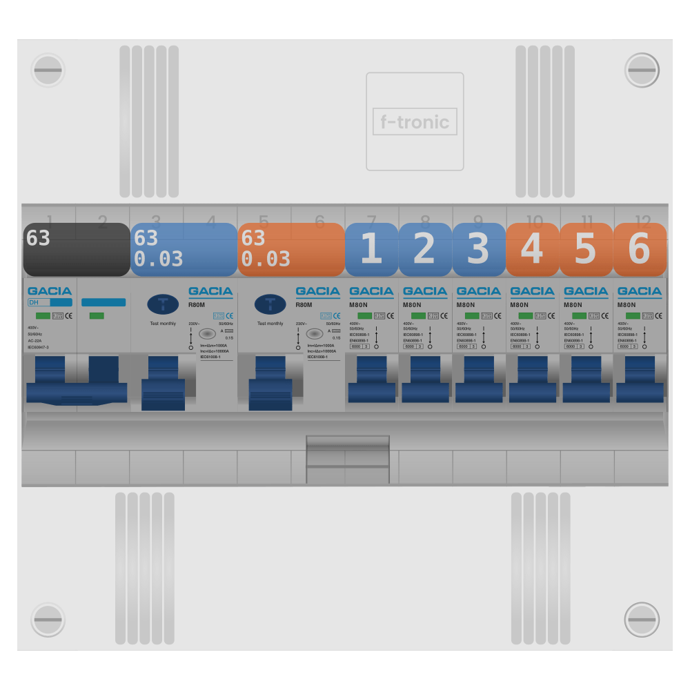 Groepenkast PV-ready 63A 1 fase 6 groepen 1 rij