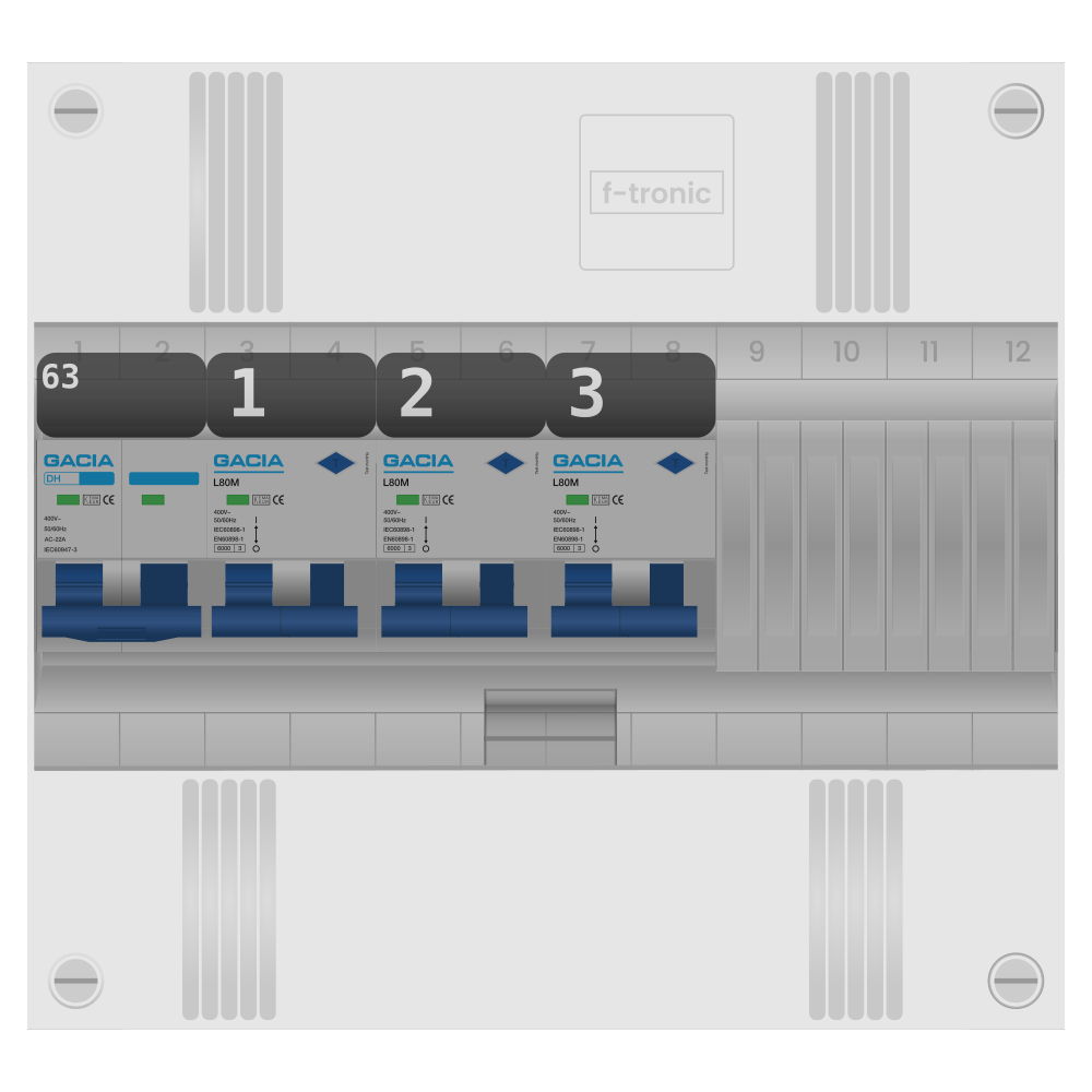 Groepenkast PV-ready 63A 1 fase 3 alamat 1 rij