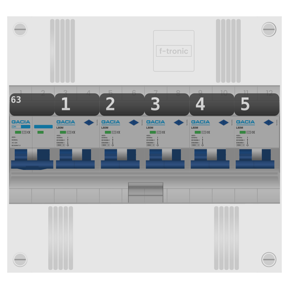 Groepenkast PV-ready 63A 1 fase 5 alamat 1 rij