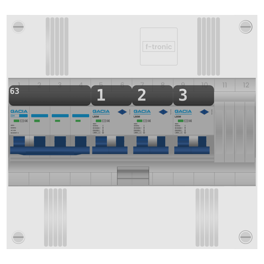 Groepenkast PV-ready 63A 3 fase 3 alamat 1 rij