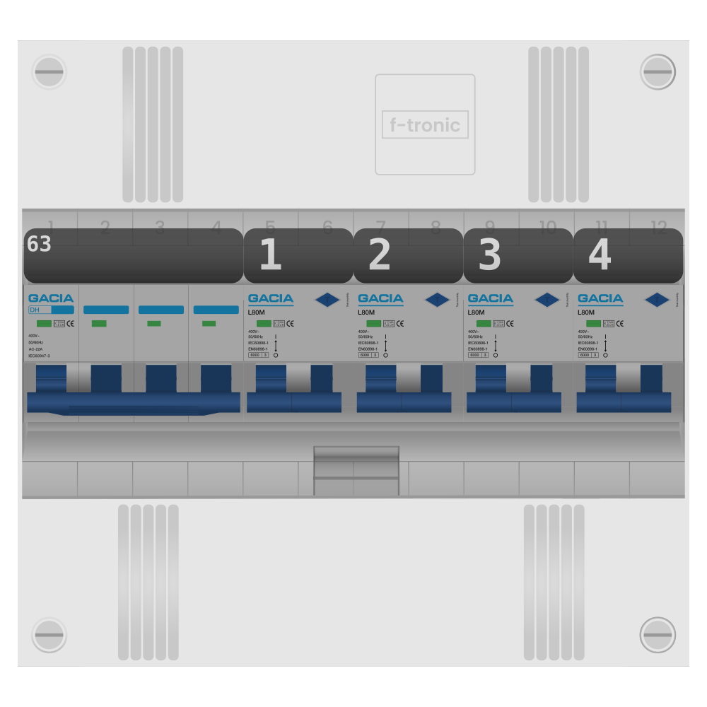 Groepenkast PV-ready 63A 3 fase 4 alamat 1 rij