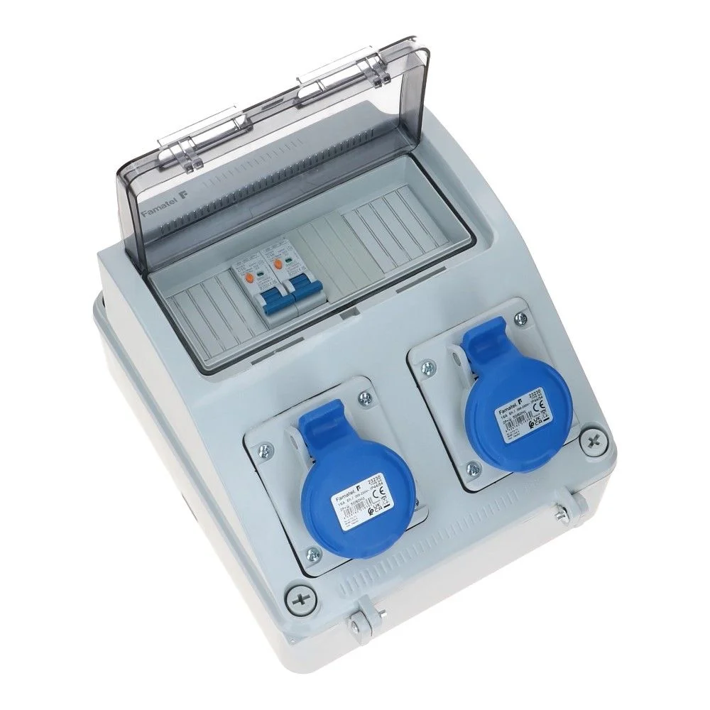 Wandverdeelkast IP54 B16 beveiligd: 2x CEE 16A 3p