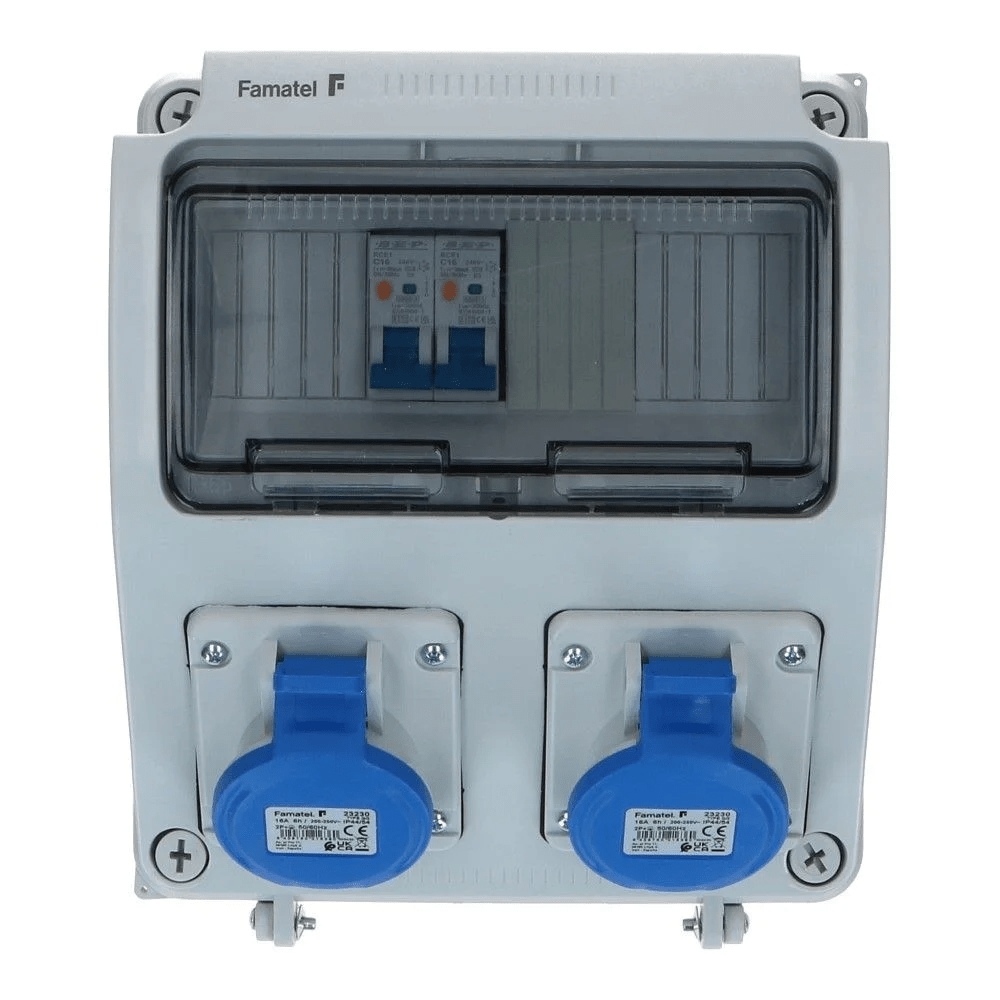 Wandverdeelkast IP54 B16 beveiligd: 2x CEE 16A 3p