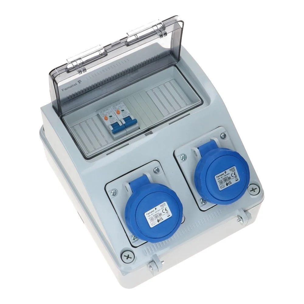 Wandverdeelkast IP65 B16 beveiligd: 2x CEE 16A 3p