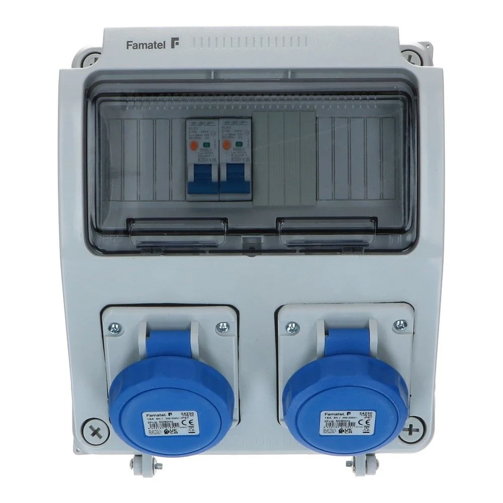 Wandverdeelkast IP65 B16 beveiligd: 2x CEE 16A 3p