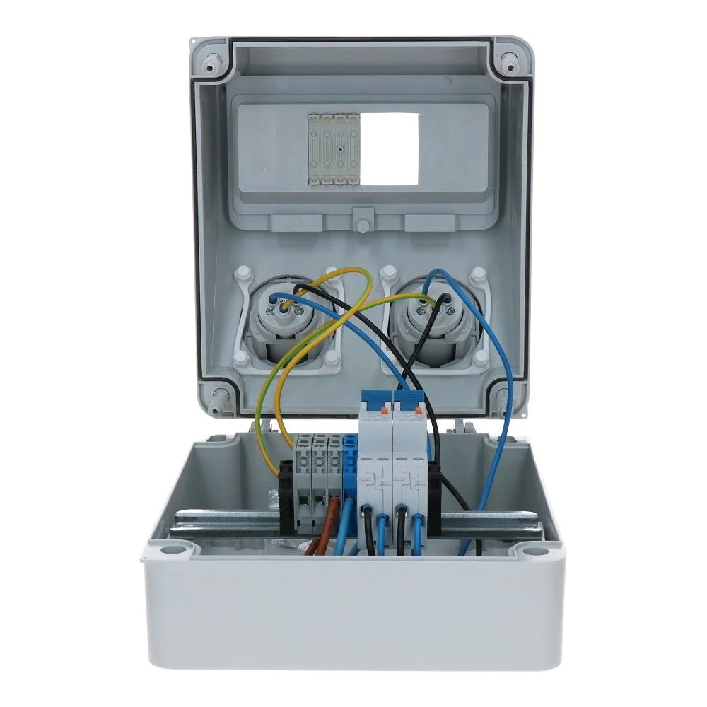 Wandverdeelkast IP65 B16 beveiligd: 2x CEE 16A 3p