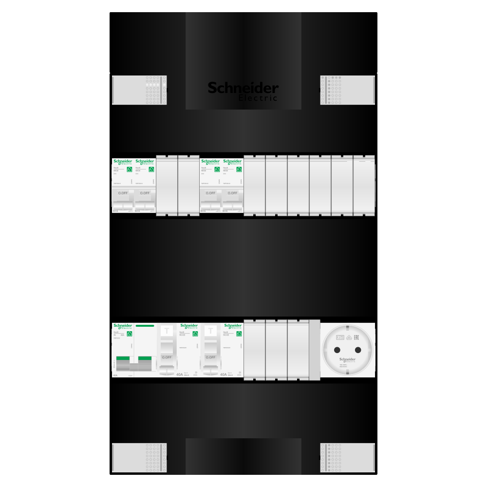 Groepenkast 1 fase 4 groepen + wcd Resi9