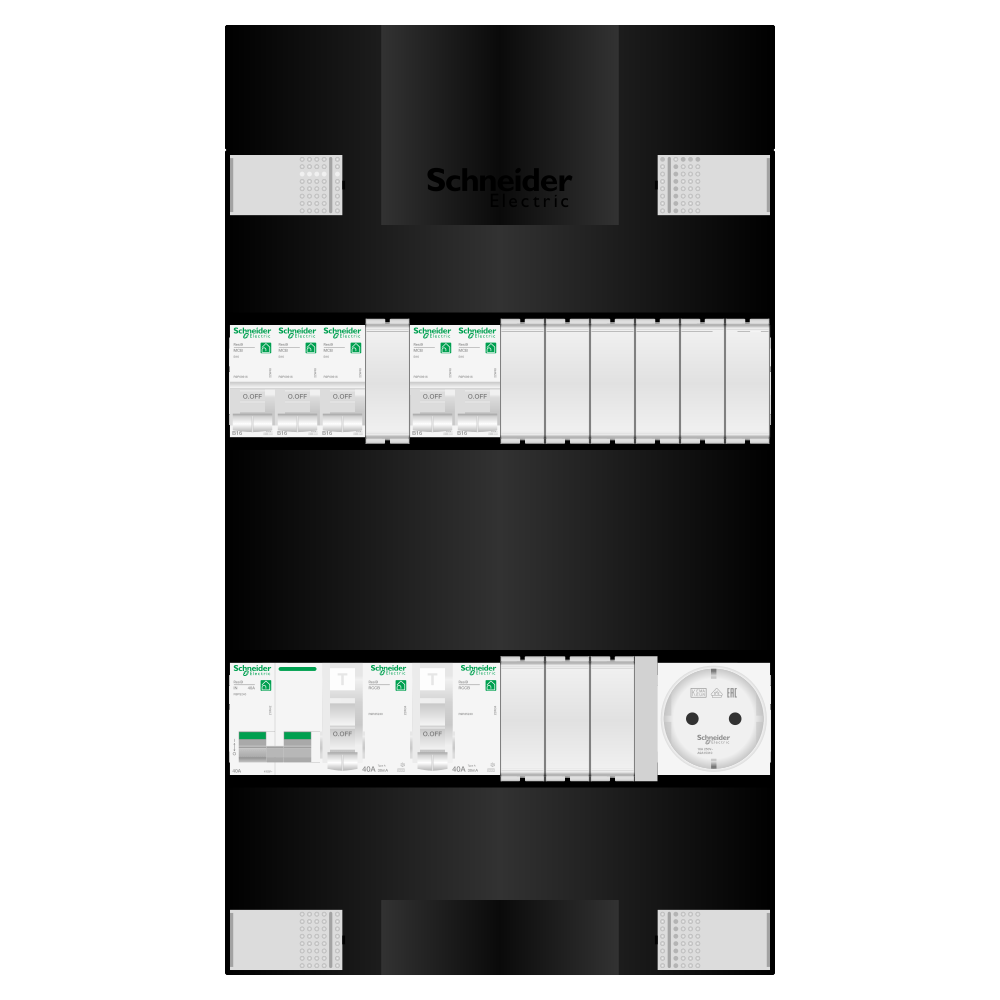 Groepenkast 1 fase 5 groepen + wcd Resi9