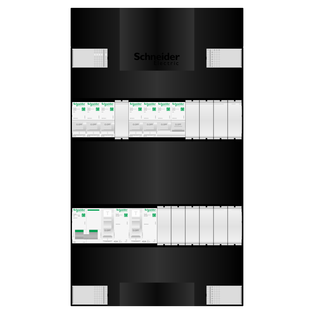 Groepenkast 1 fase 5 groepen + kookgroep Resi9