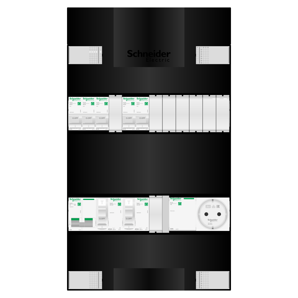 Groepenkast 1 fase 5 groepen + beltrafo + wcd Resi9