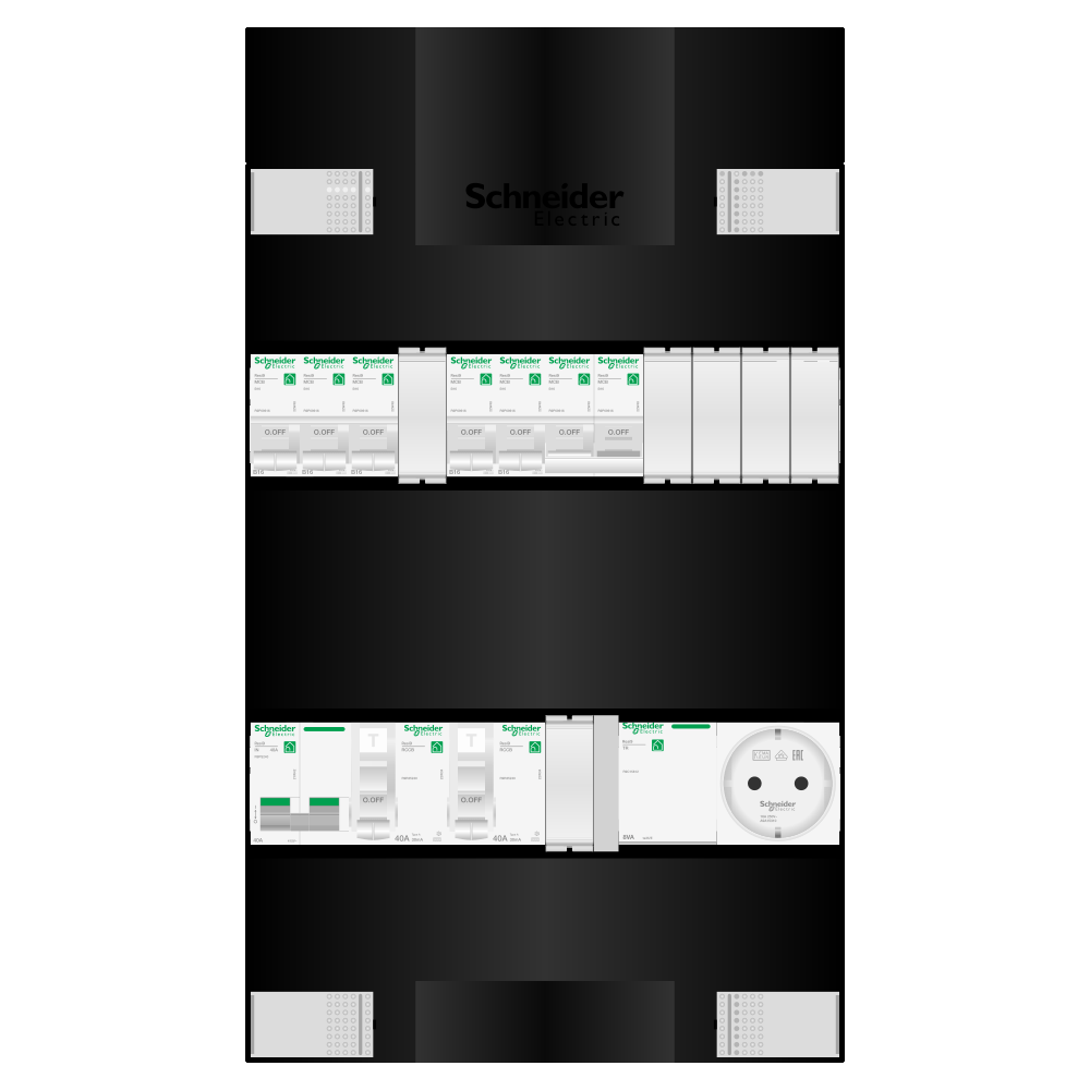 Groepenkast 1 fase 5 groepen + beltrafo + wcd + kookgroep Resi9