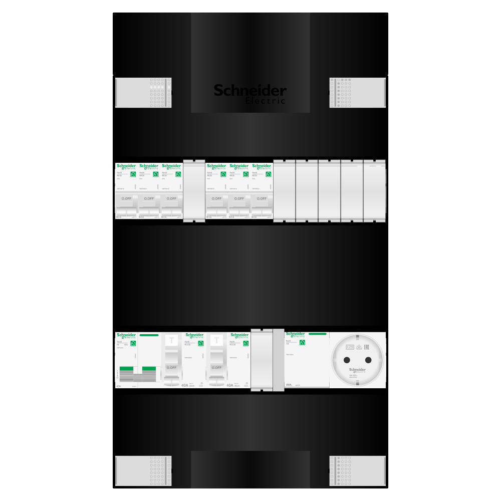 Groepenkast 1 fase 6 groepen + beltrafo + wcd Resi9