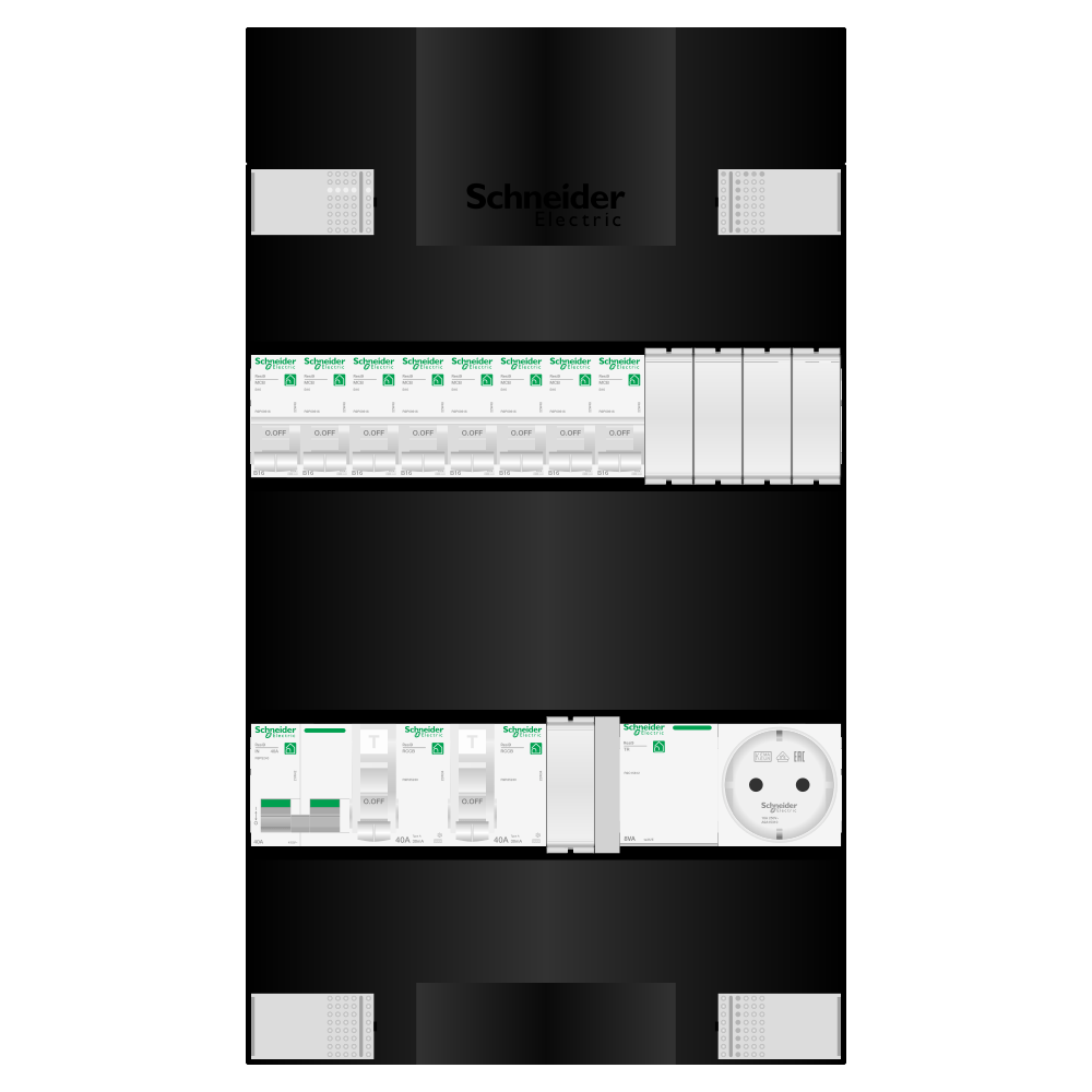 Groepenkast 1 fase 8 groepen + beltrafo + wcd Resi9