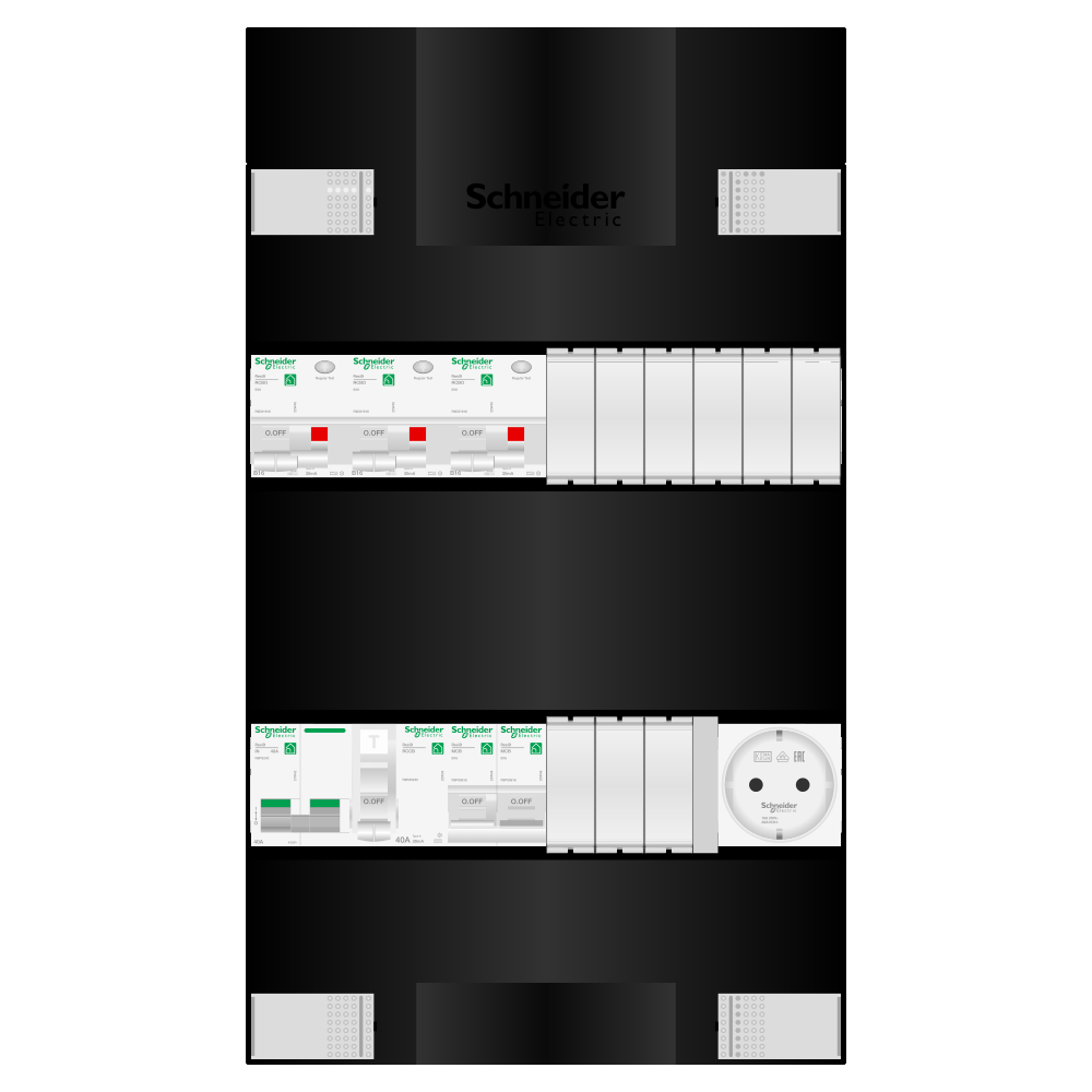 Groepenkast 1 fase 3 alamat + wcd + kookgroep Resi9