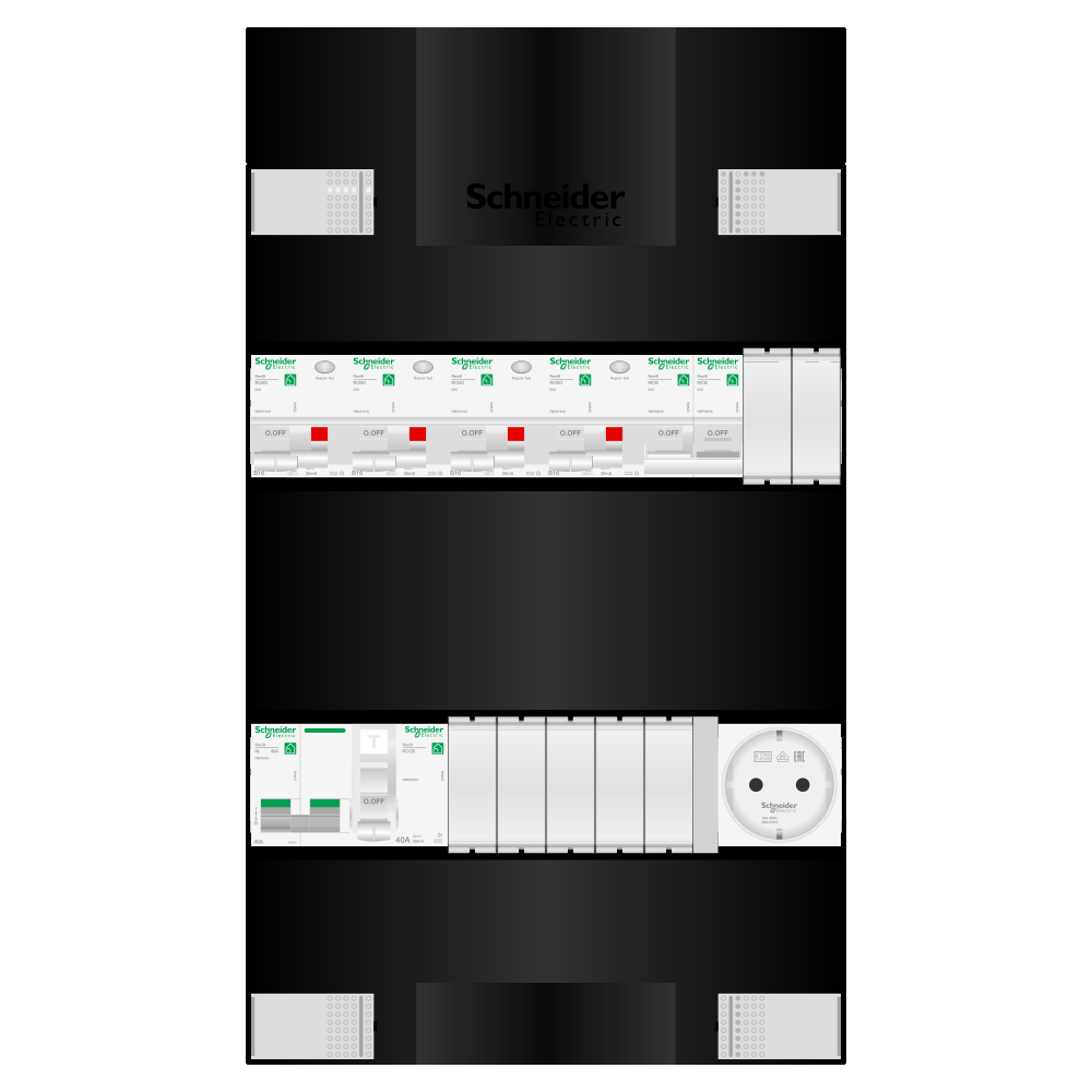 Groepenkast 1 fase 4 alamat + wcd + kookgroep Resi9