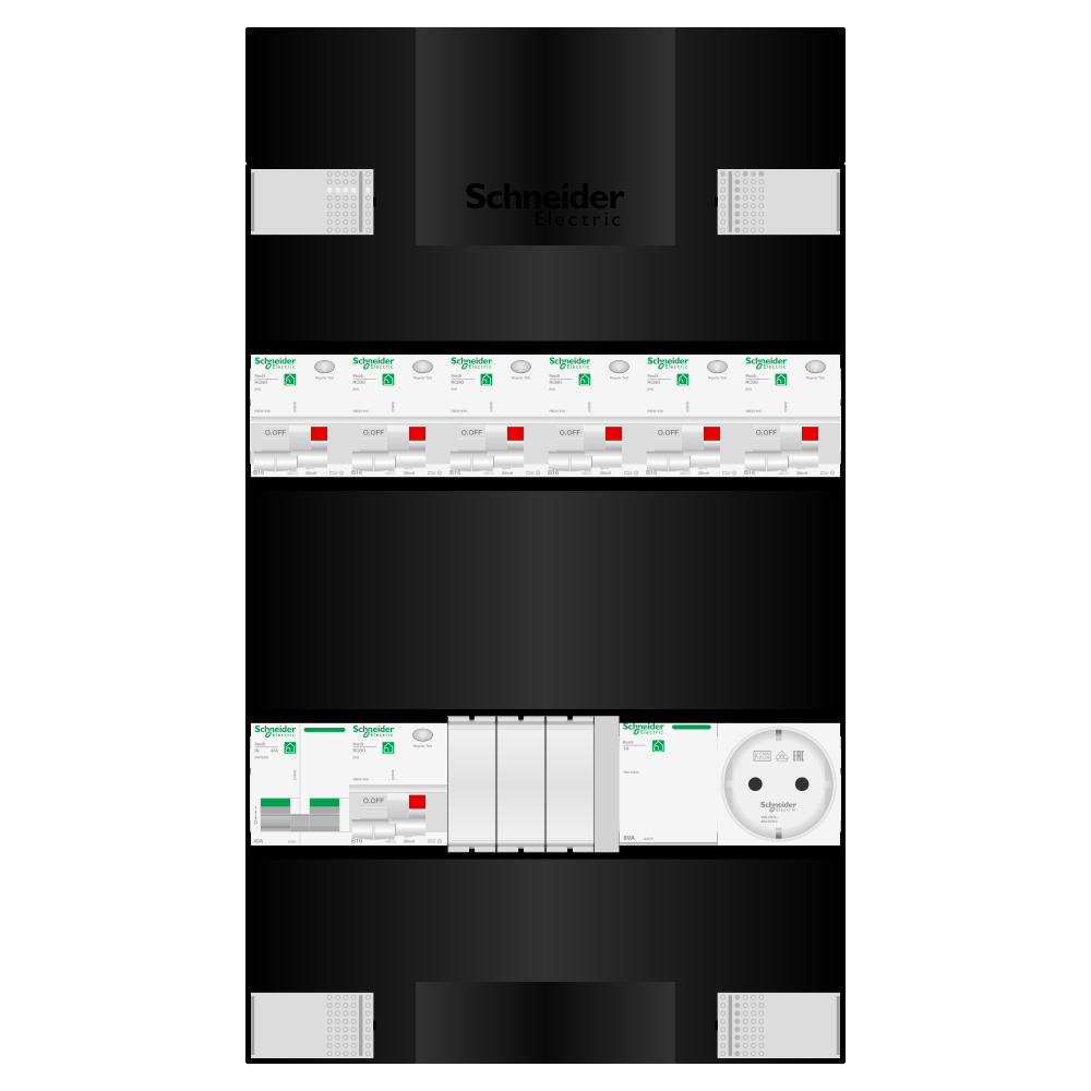 Groepenkast 1 fase 7 alamat + beltrafo + wcd Resi9