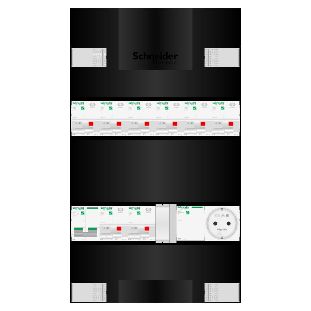 Groepenkast 1 fase 8 alamat + beltrafo + wcd Resi9