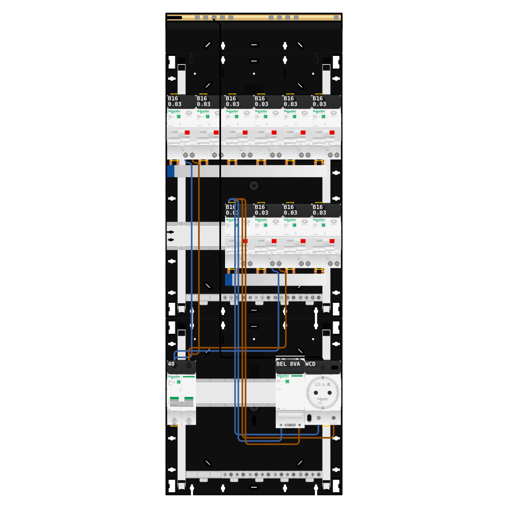 Groepenkast 1 fase 10 alamat + beltrafo + wcd Resi9