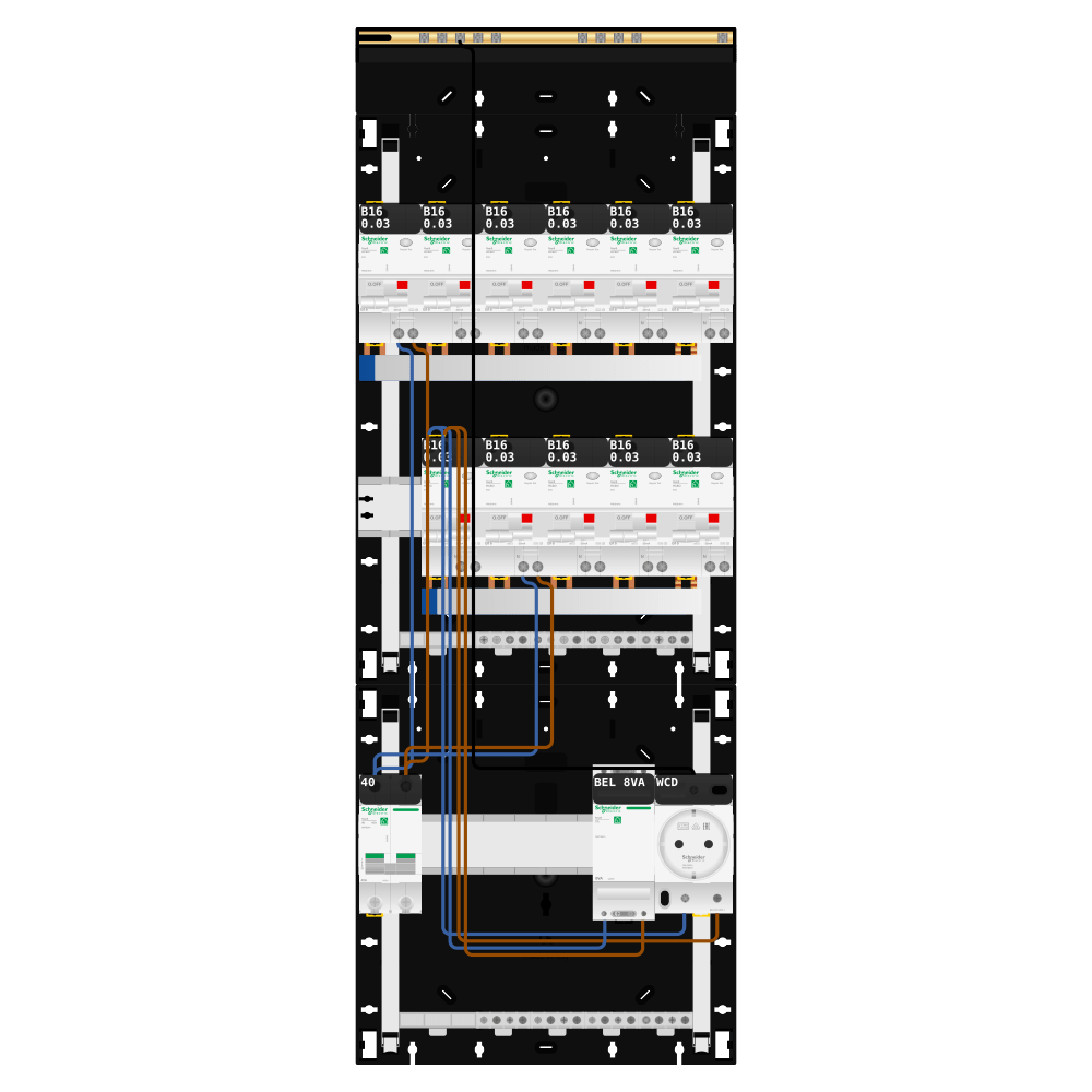 Groepenkast 1 fase 11 alamat + beltrafo + wcd Resi9