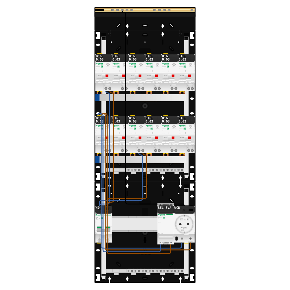 Groepenkast 1 fase 12 alamat + beltrafo + wcd Resi9