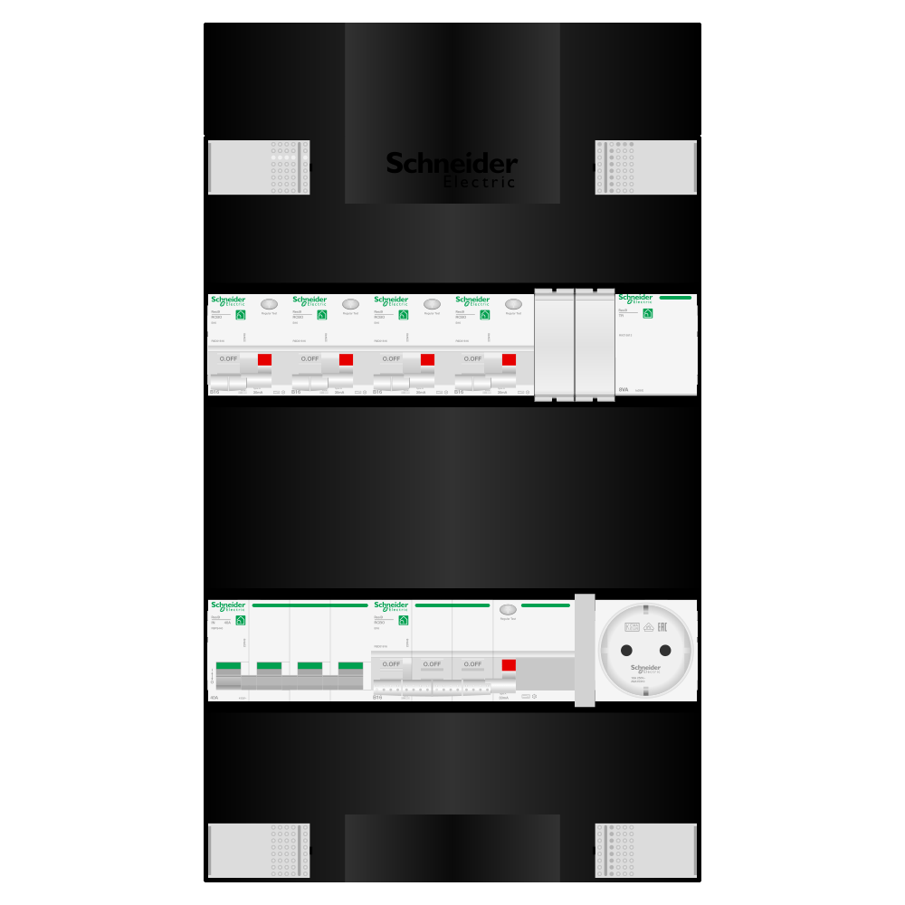 Groepenkast 3 fase 4 alamat + beltrafo + wcd + kracht Resi9