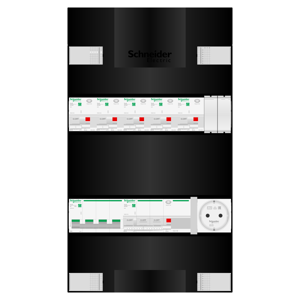 Groepenkast 3 fase 5 alamat + wcd + kracht Resi9