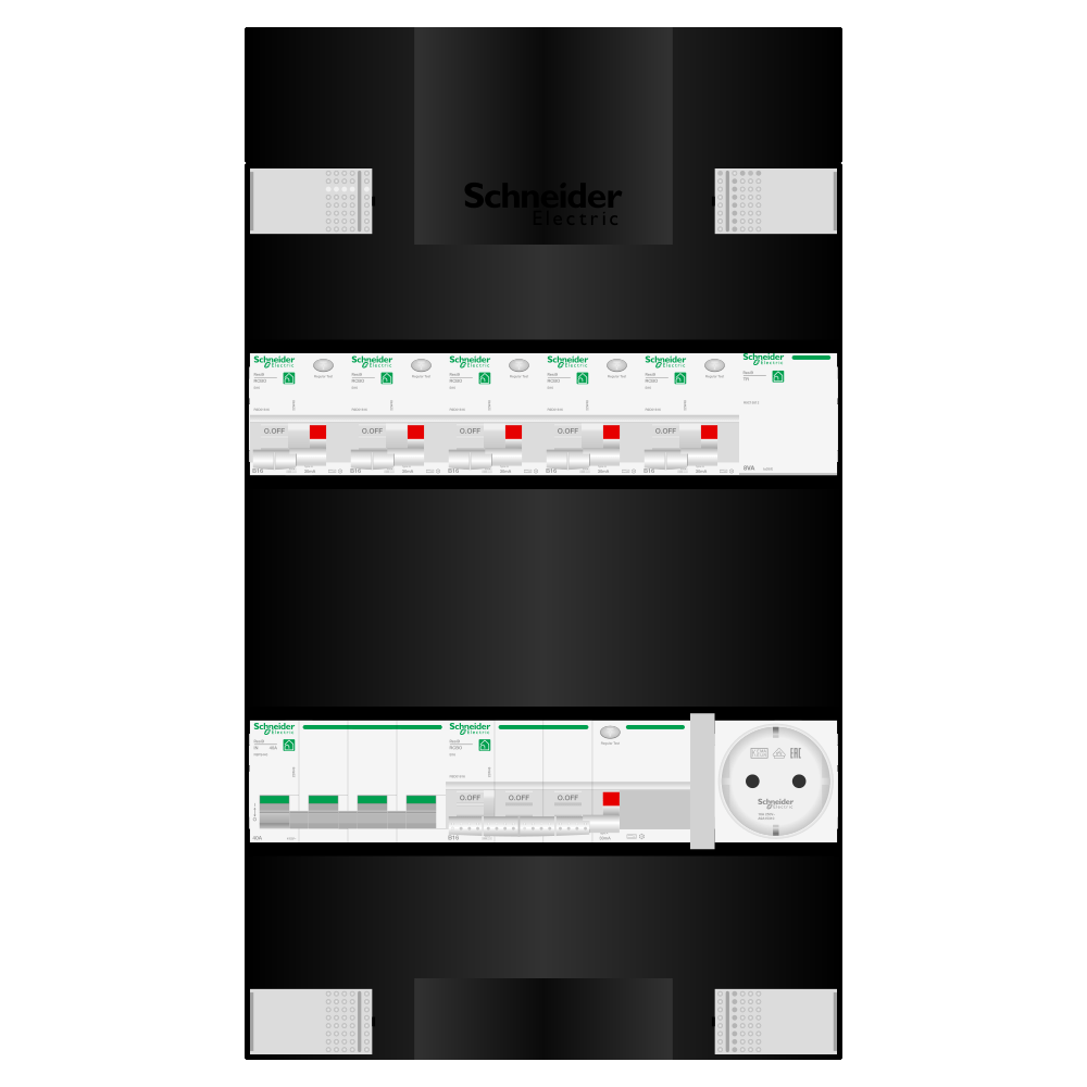 Groepenkast 3 fase 5 alamat + beltrafo + wcd + kracht Resi9