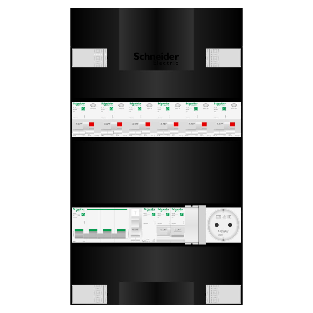 Groepenkast 3 fase 6 alamat + wcd + kookgroep Resi9