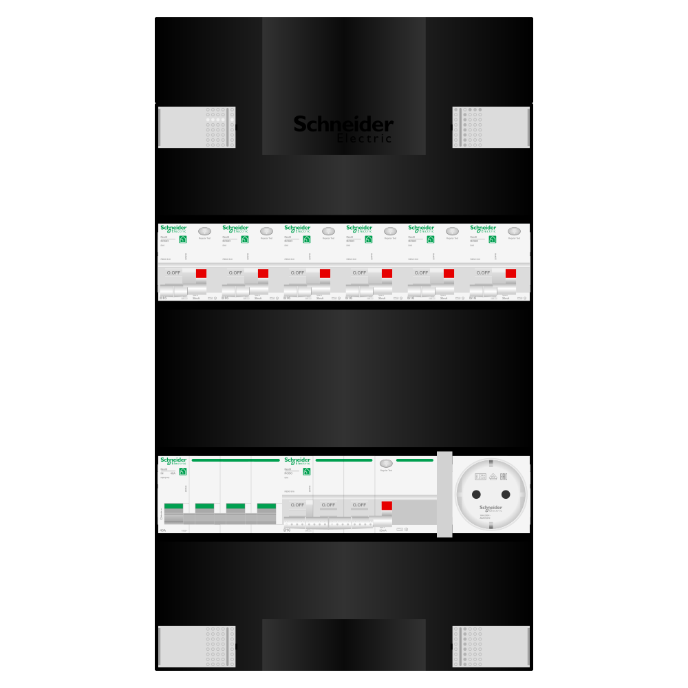 Groepenkast 3 fase 6 alamat + wcd + kracht Resi9