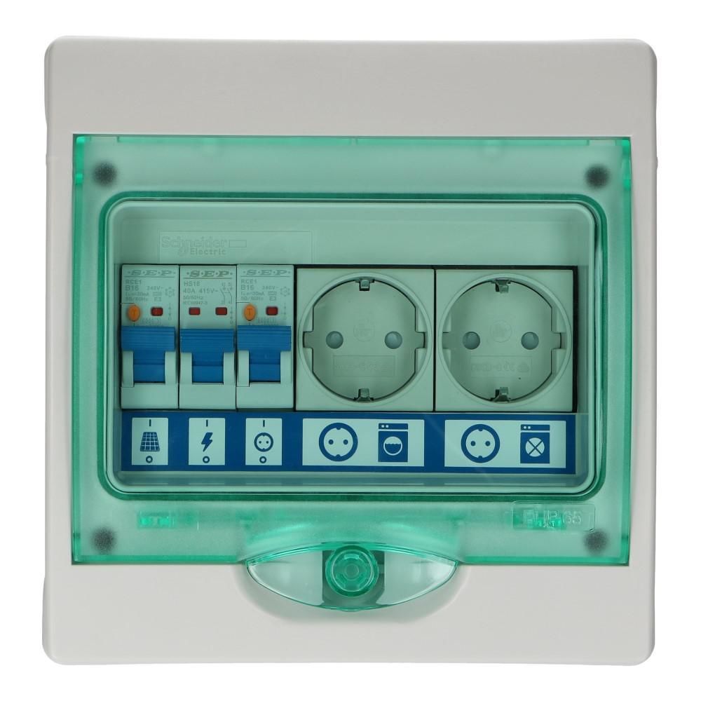 PV verdeler Green-line 2xwcd Aardlekautomaat 16A B 100mA