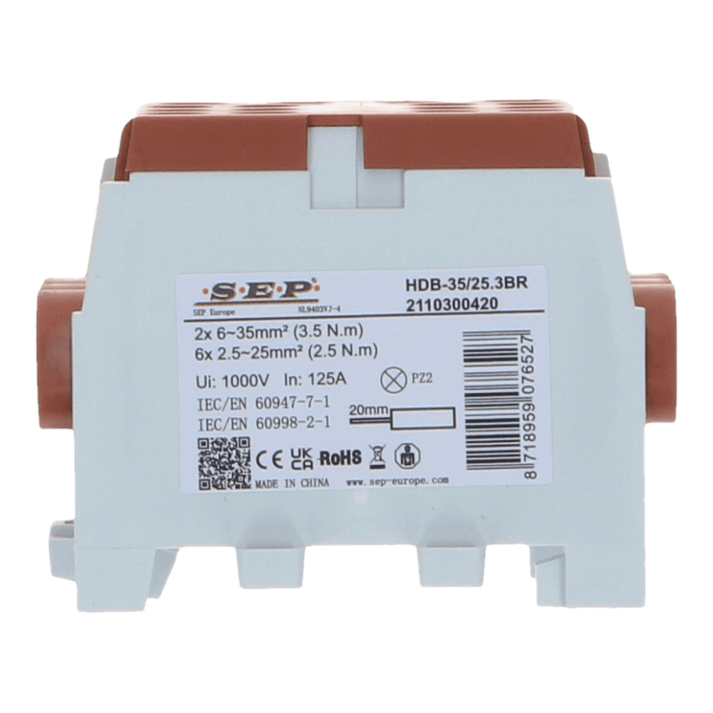 HLAK Hoofdkabel aftakklem 1x35mm²/3x25mm² bruin