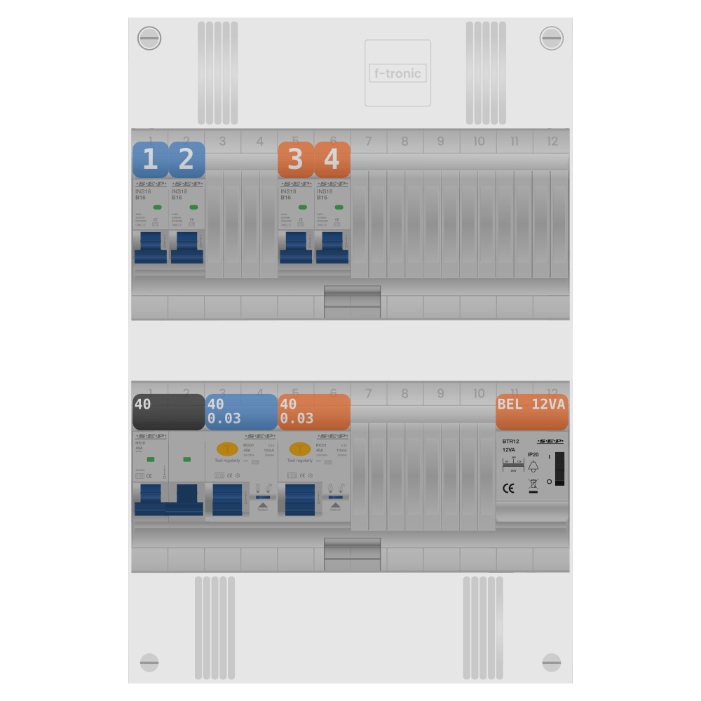 SEP Pro Groepenkast 1 fase 4 groepen + beltrafo