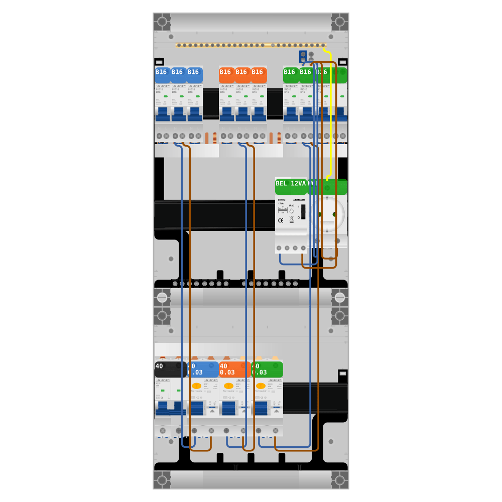 SEP Pro Groepenkast 1 fase 8 groepen + beltrafo + wcd + kookgroep