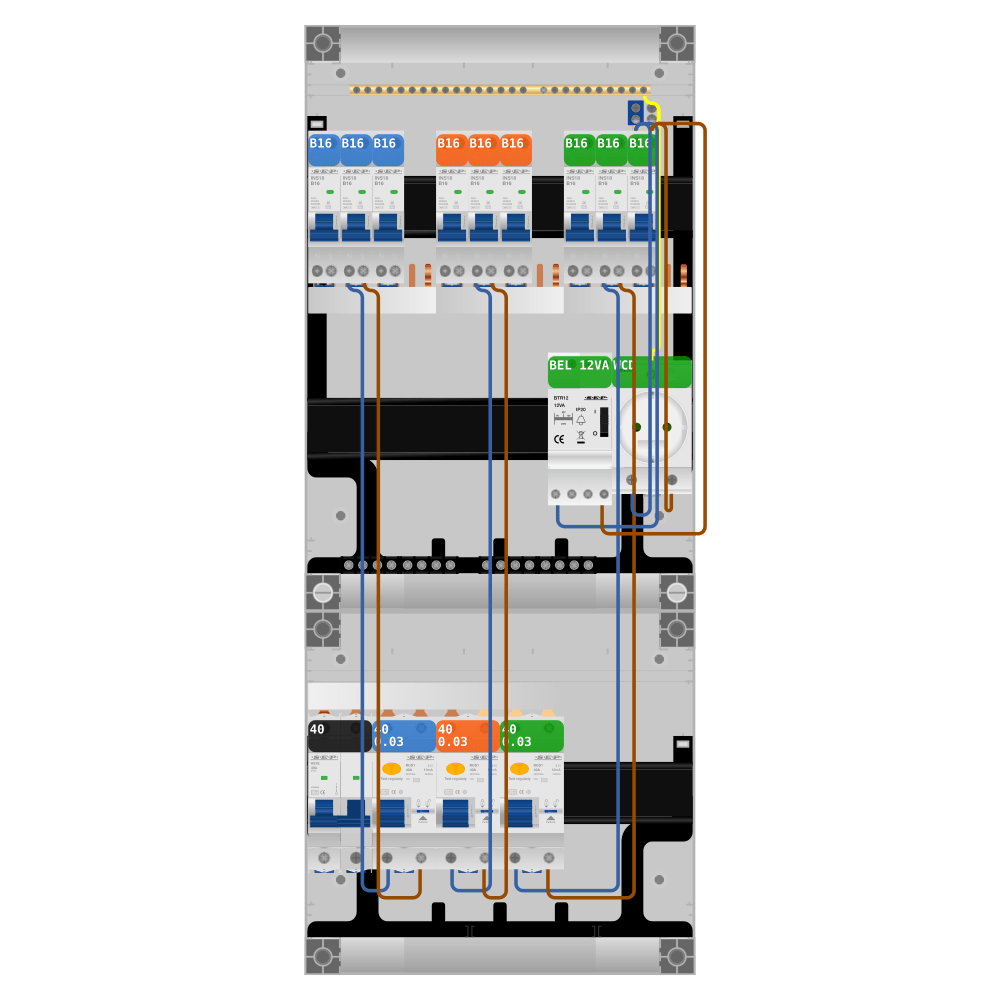 SEP Pro Groepenkast 1 fase 9 groepen + beltrafo + wcd