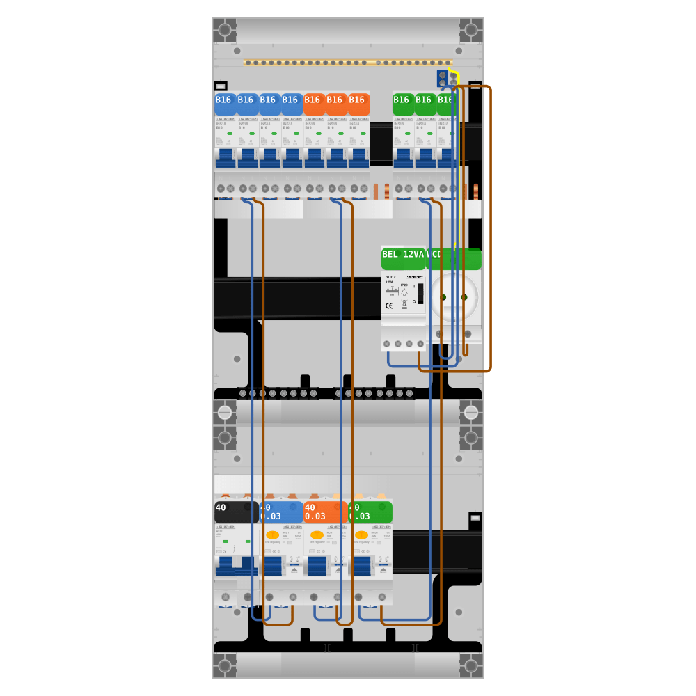 SEP Pro Groepenkast 1 fase 10 groepen + beltrafo + wcd