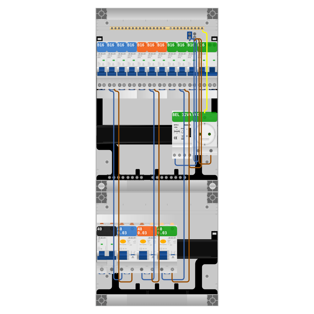 SEP Pro Groepenkast 1 fase 10 groepen + beltrafo + wcd + kookgroep