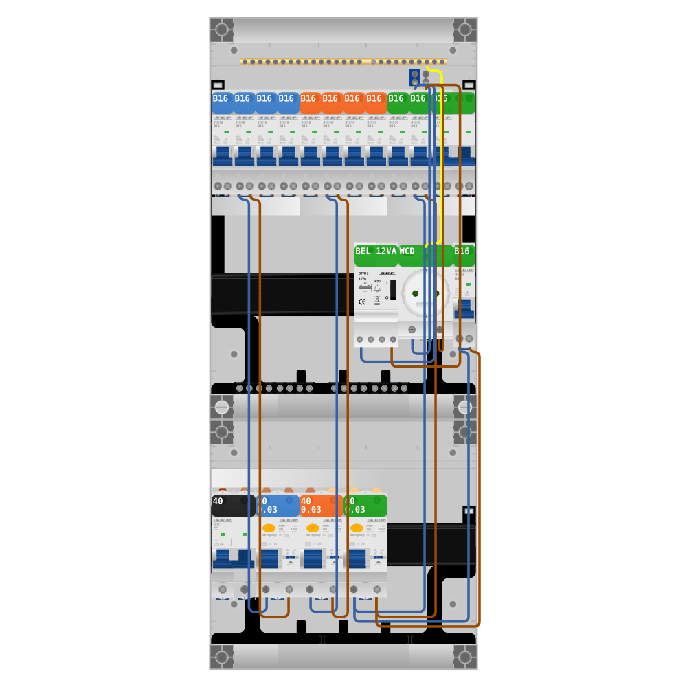 SEP Pro Groepenkast 1 fase 11 groepen + beltrafo + wcd + kookgroep