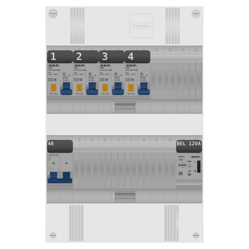 SEP Pro Groepenkast 1 fase 4 alamat + beltrafo