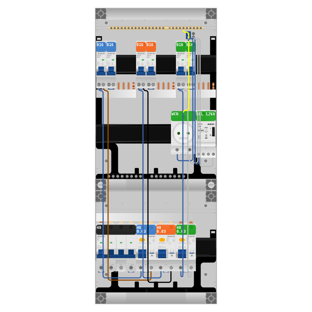 SEP Pro Groepenkast 3 fase 6 groepen + beltrafo + wcd