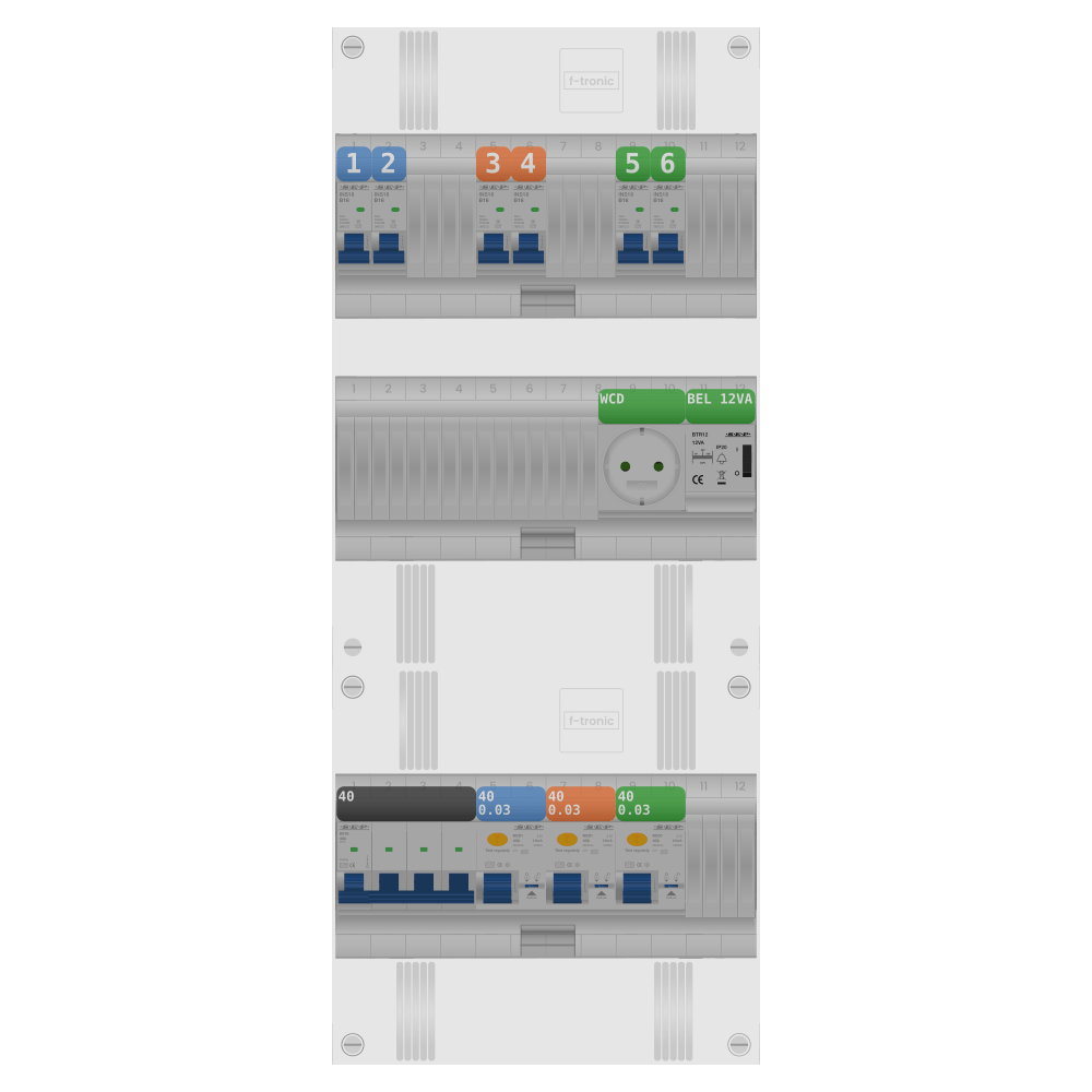SEP Pro Groepenkast 3 fase 6 groepen + beltrafo + wcd