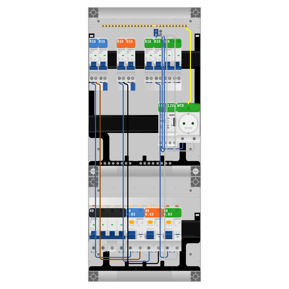 SEP Pro Groepenkast 3 fase 6 groepen + beltrafo + wcd + kookgroep