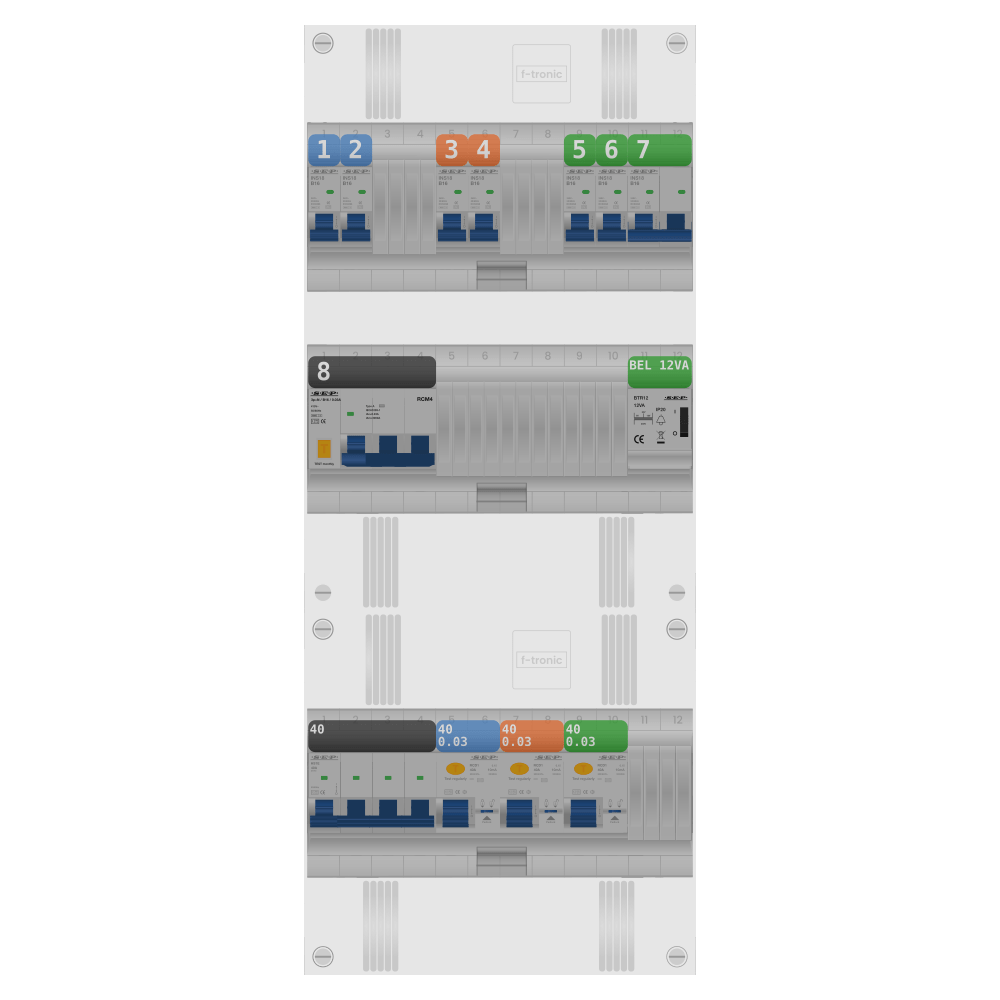 SEP Pro Groepenkast 3 fase 6 groepen + beltrafo + kookgroep + kracht
